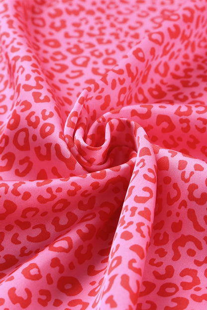 Oversize-Oberteil mit V-Ausschnitt und Halbarm und Leopardenmuster in Rosa