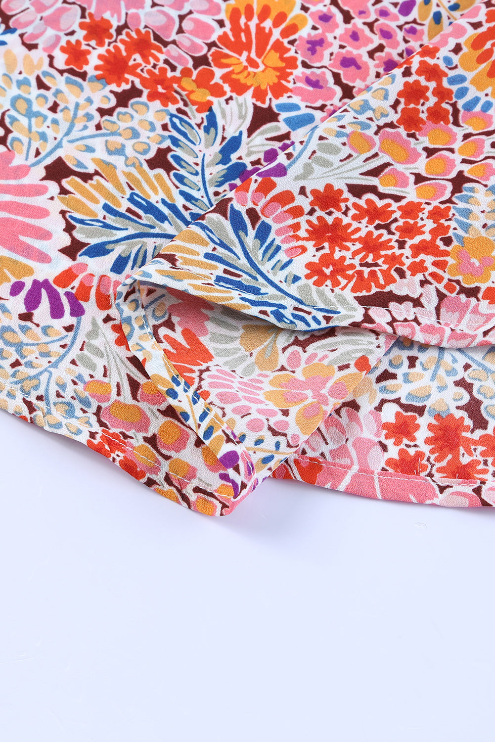 Bluse mit mehrfarbigen Blumenmuster-Mix und Puffärmeln
