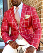 Men's Single Row Two Button Plaid Blazer