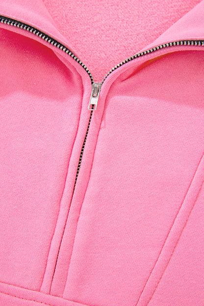 Bonbon Sweatshirt mit Reißverschluss und Stehkragen und Kängurutasche