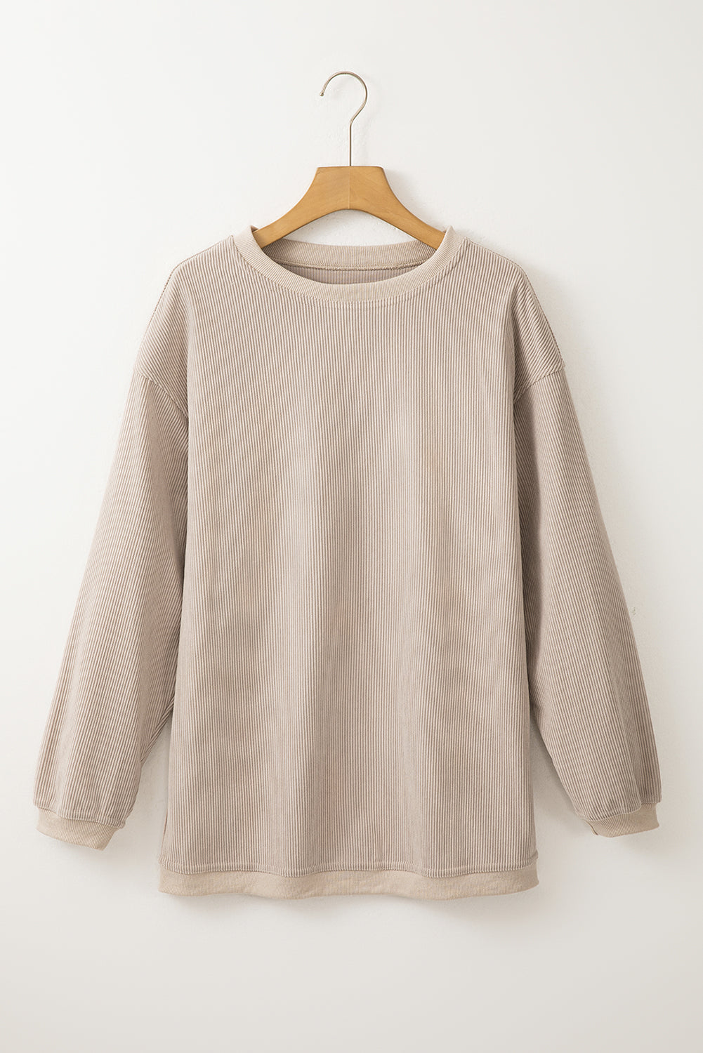 Rauchgraues Oversize-Sweatshirt aus geripptem Cord