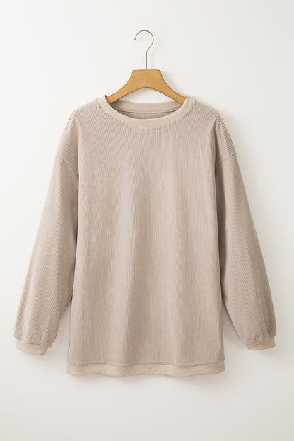 Rauchgraues Oversize-Sweatshirt aus geripptem Cord