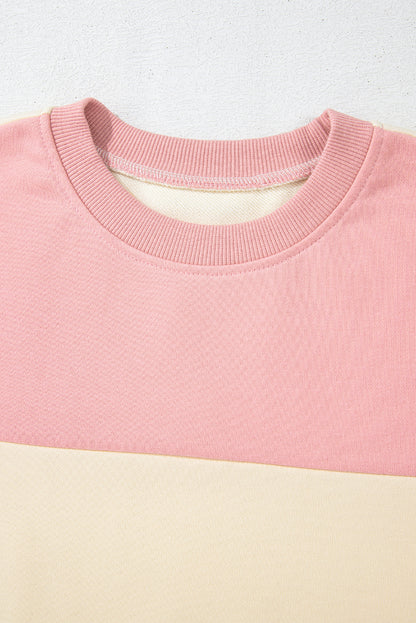 Meadow Mauve – Sweatshirt mit Patchwork-Print und überschnittener Schulterpartie im Colorblock-Stil