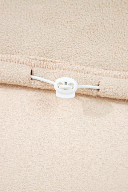 Parchment Fleece Colorblock Patchwork Zipped Neck Pullover Sweatshirt