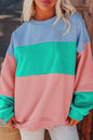 Sweatshirt mit überschnittener Schulter und Patchwork-Muster im Farbblockdesign von Blossom