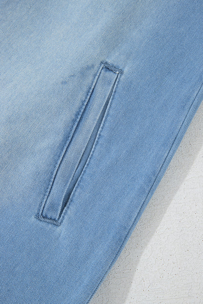 Beau Blue Risen Hemdblusenkleid aus mittelverwaschenem Denim