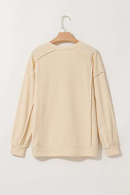 Beiges Pullover-Sweatshirt mit Rundhalsausschnitt