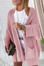 Rosafarbener Oversize-Strickpullover mit umgeschlagenen Ärmeln