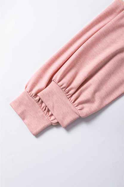Peach Blossom Leopard Colorblock Patchwork Top mit sichtbaren Nähten