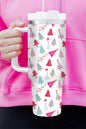 Weißer Thermobecher mit Cartoon-Weihnachtsbaum-Aufdruck, 1,2 l