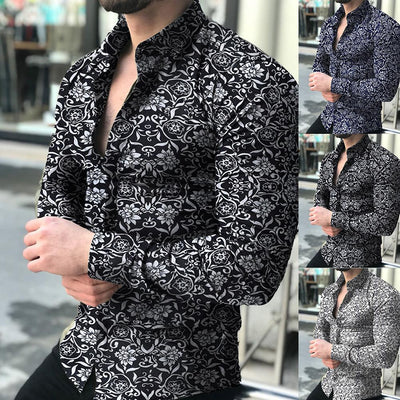 Stylish Lapel Printed Floral Shirt for Casual Elegance