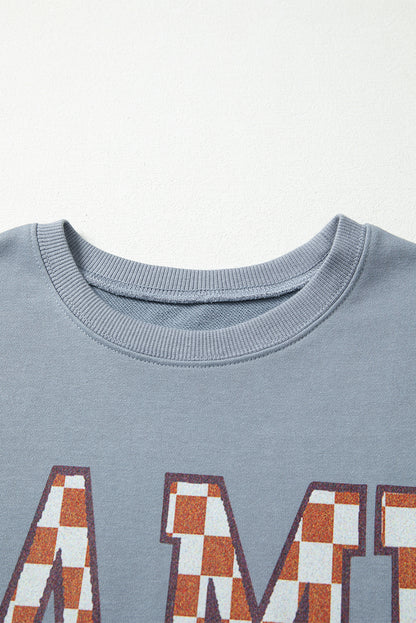 Sleet GAME DAY Checkered Letter Graphic Oversize Sweatshirt