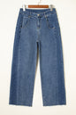 Ashleigh Blue Stitched Raw Hem Wide Leg Loose Jeans
