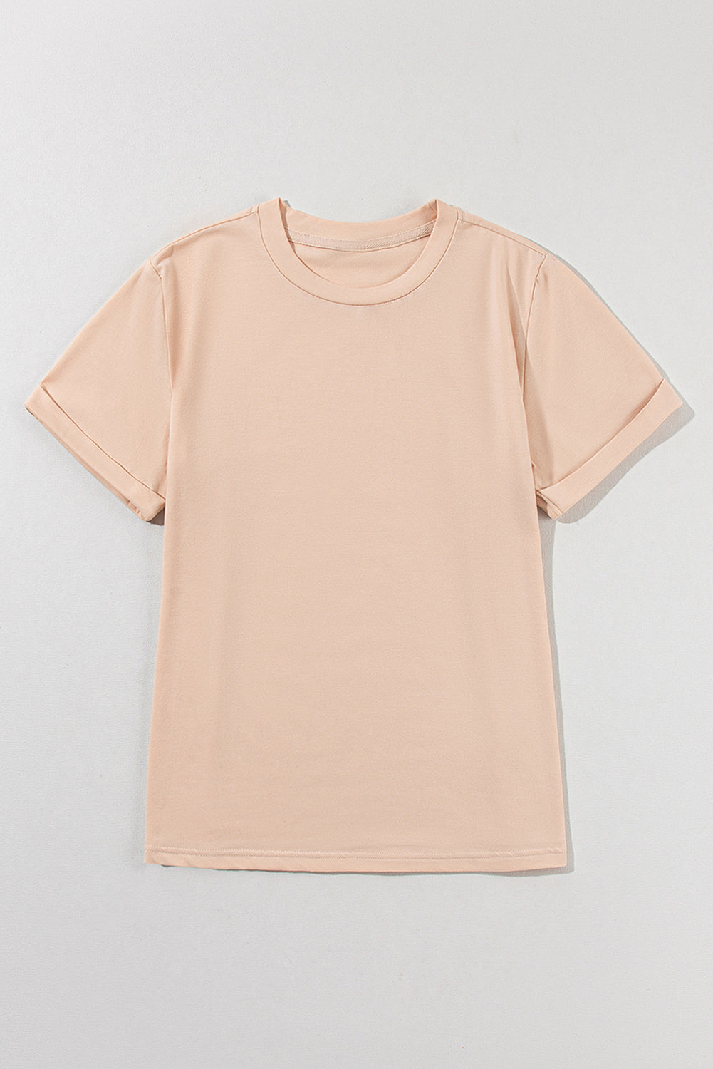 Khakifarbenes, lässiges T-Shirt mit Rundhalsausschnitt