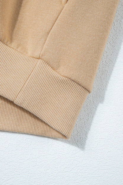 Parchment Solid Set aus Sweatshirt mit halben Knöpfen und Jogginghose mit hoher Taille