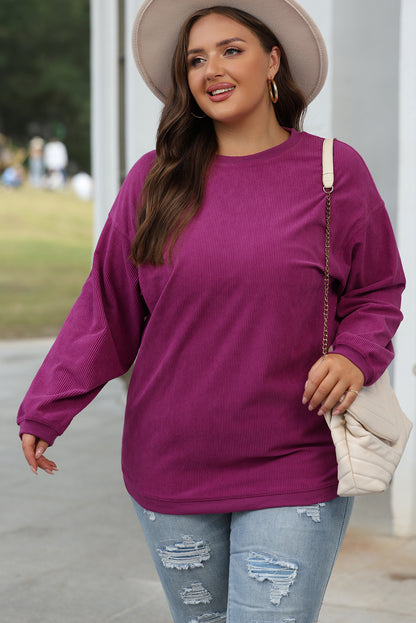 Übergroßes Festival-Sweatshirt aus geripptem Cord in Fuchsia