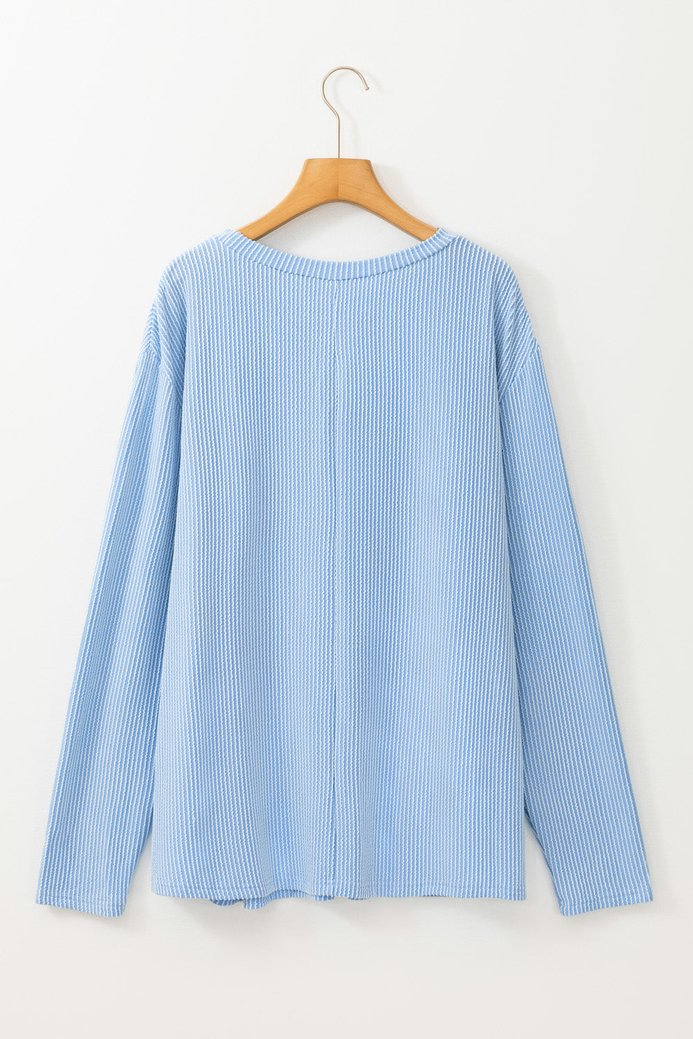 Myosotis – Geripptes, strukturiertes Langarm-T-Shirt in Übergröße
