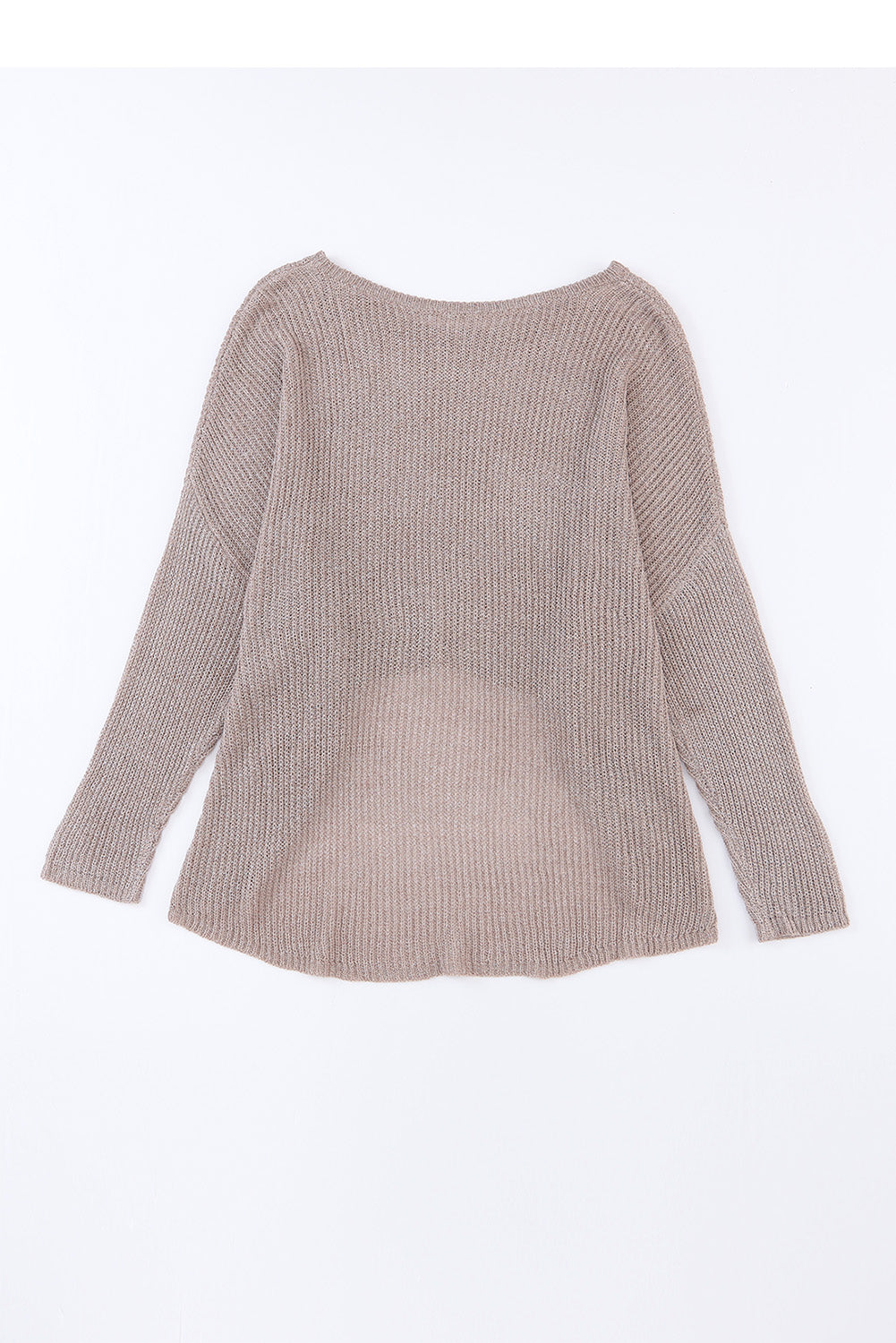 Grauer, lässiger Pullover mit Dolman-Ärmeln und hohem Bund