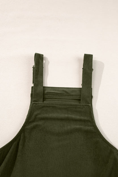 Vineyard Green – Ärmelloses Cord-Overallkleid mit einfarbigen Vordertaschen