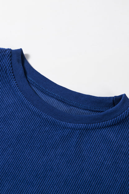 Dunkelblaues Oversize-Sweatshirt aus geripptem Cord