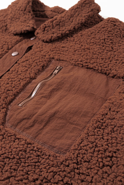 Red Clay Teddybär-Jacke aus Kunst-Lammfell