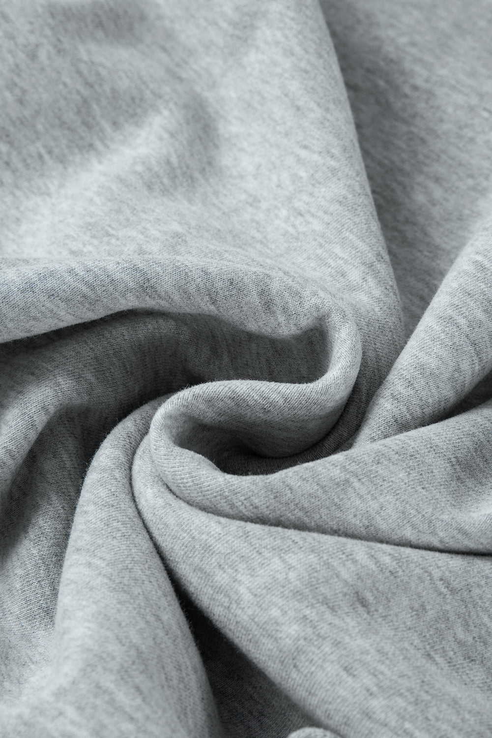 Hellgraues, einfarbiges, lockeres Fleece-Sweatshirt mit Rundhalsausschnitt