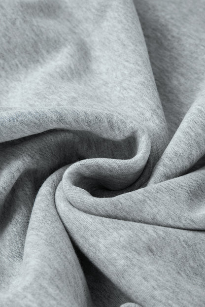 Hellgraues, einfarbiges, lockeres Fleece-Sweatshirt mit Rundhalsausschnitt
