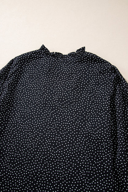 Schwarze Bluse mit V-Ausschnitt und Leopardenmuster in Übergröße