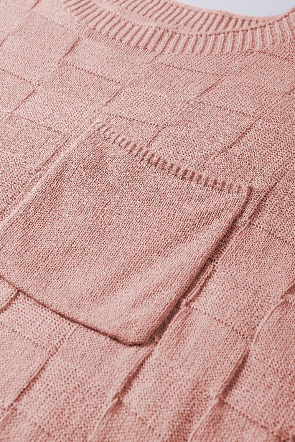 Staubrosa Strickpullover mit Gitterstruktur und kurzen Ärmeln
