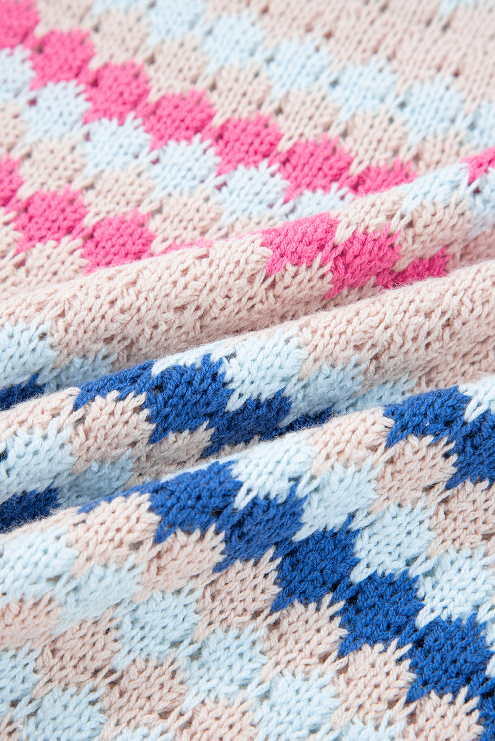 Khaki Stripe Eyelet Patterned Drop Shoulder Sweater