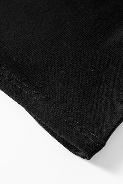 Schwarzes Top mit halblangen Ärmeln und Pailletten