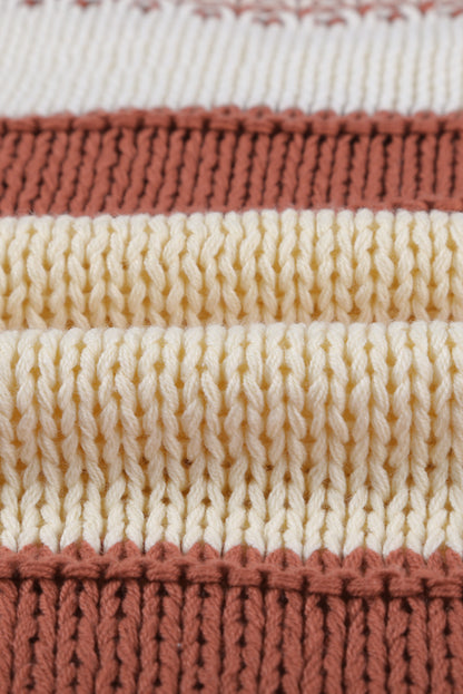 Gestrickter Pullover mit V-Ausschnitt und Laternenärmeln