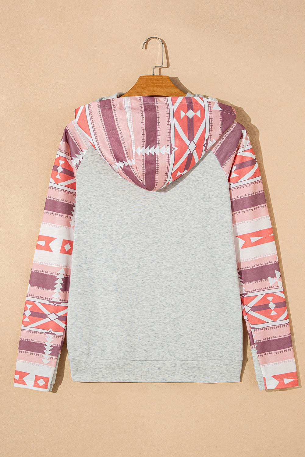 Patchwork-Hoodie mit Doppelkapuze im Western-Azteken-Print