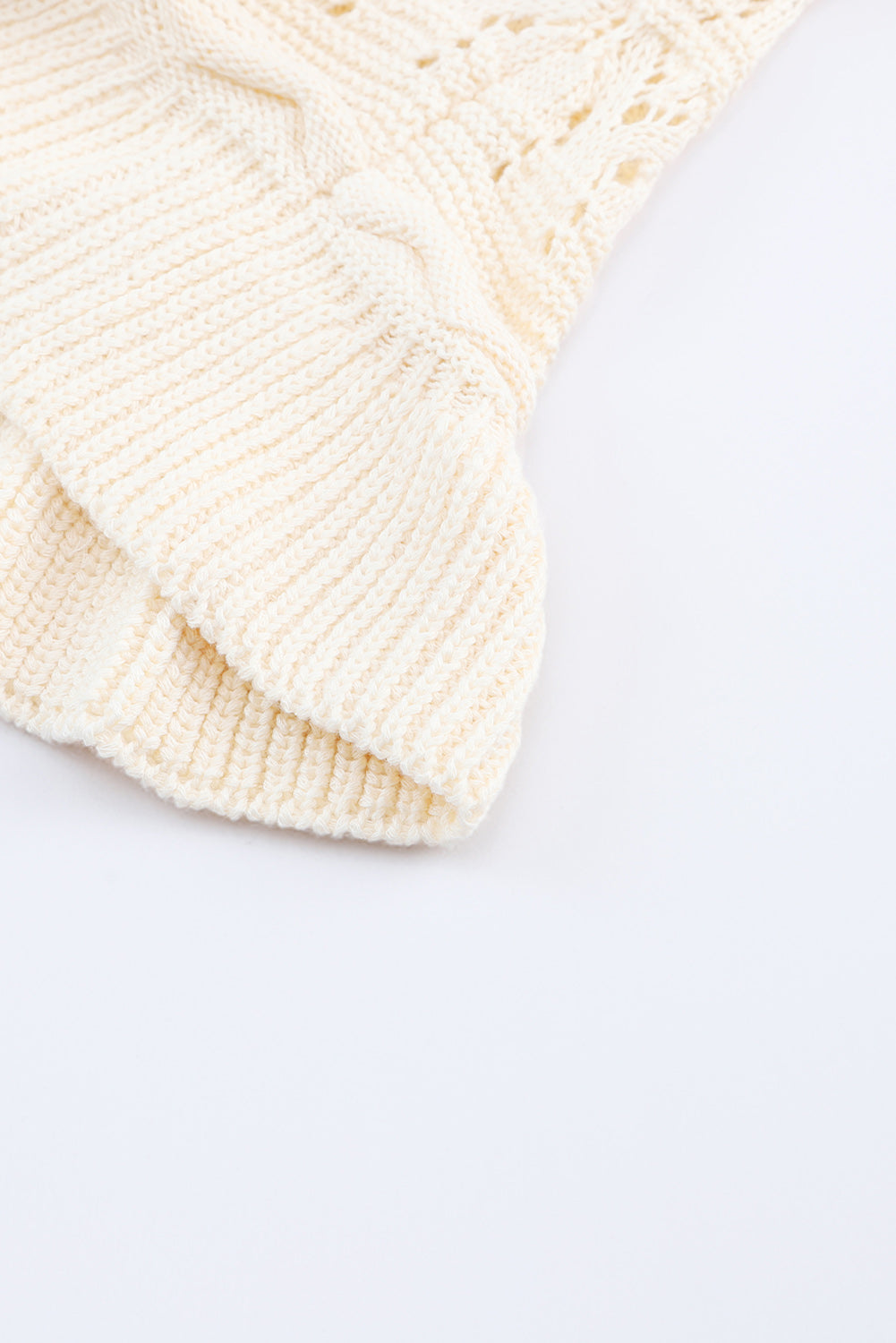 Beige Crochet Ruffled Hem Knitted Vest