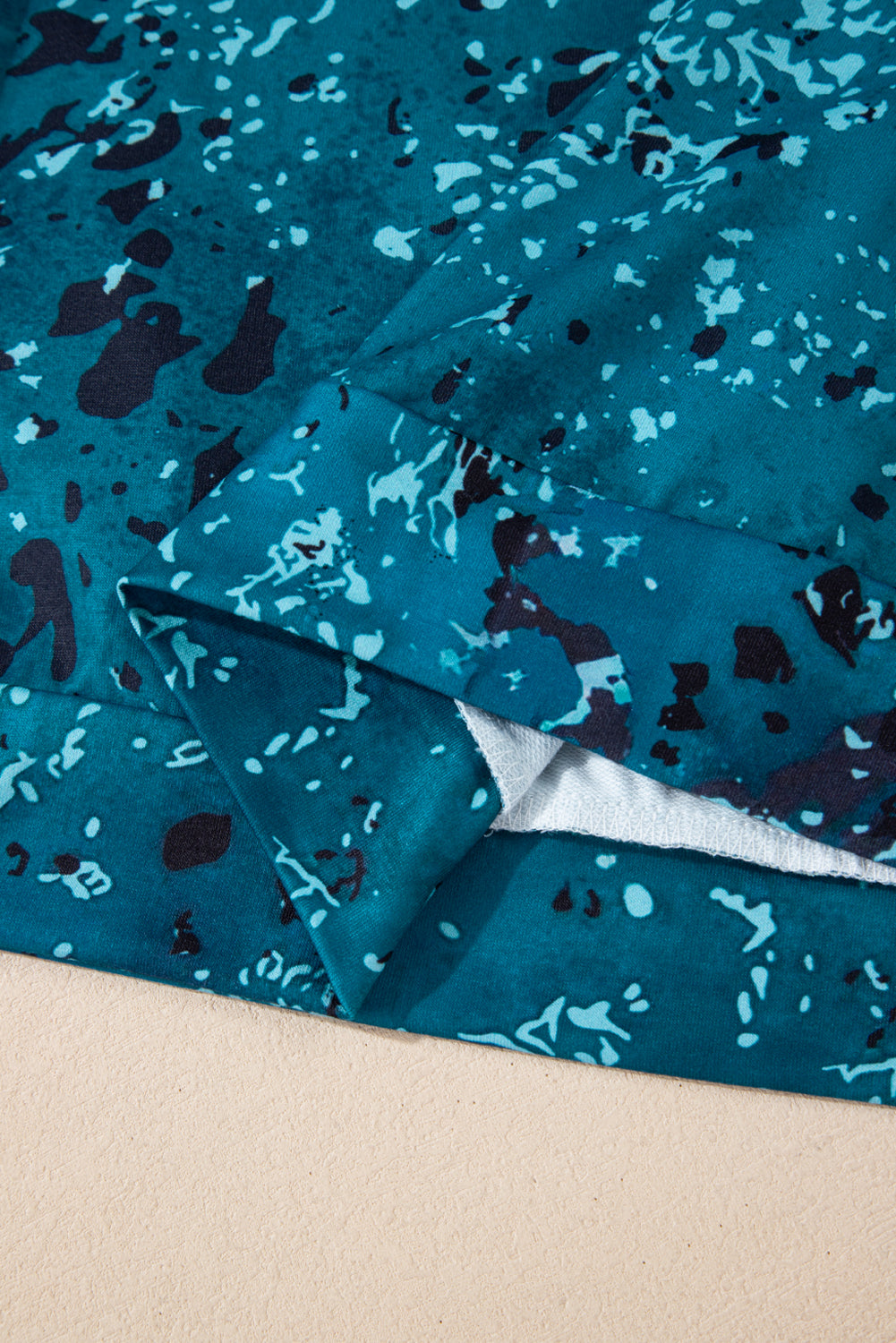 Blauer Tie Dye Kuh Farbblock Pullover