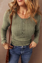 Jungle Green – Slim Fit-Bluse aus Rippstrick mit halber Knopfleiste