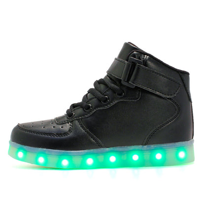 Children's Luminous Velcro Casual High-Top Charging Light Up Shoes