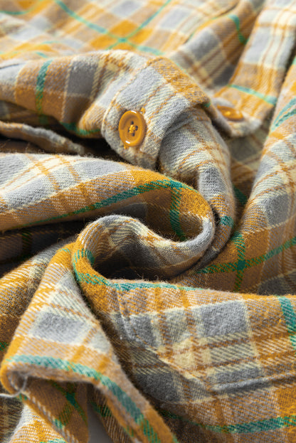 Hemdjacke mit Knopfleiste und Stickerei-Patch in Ingwer-Karo