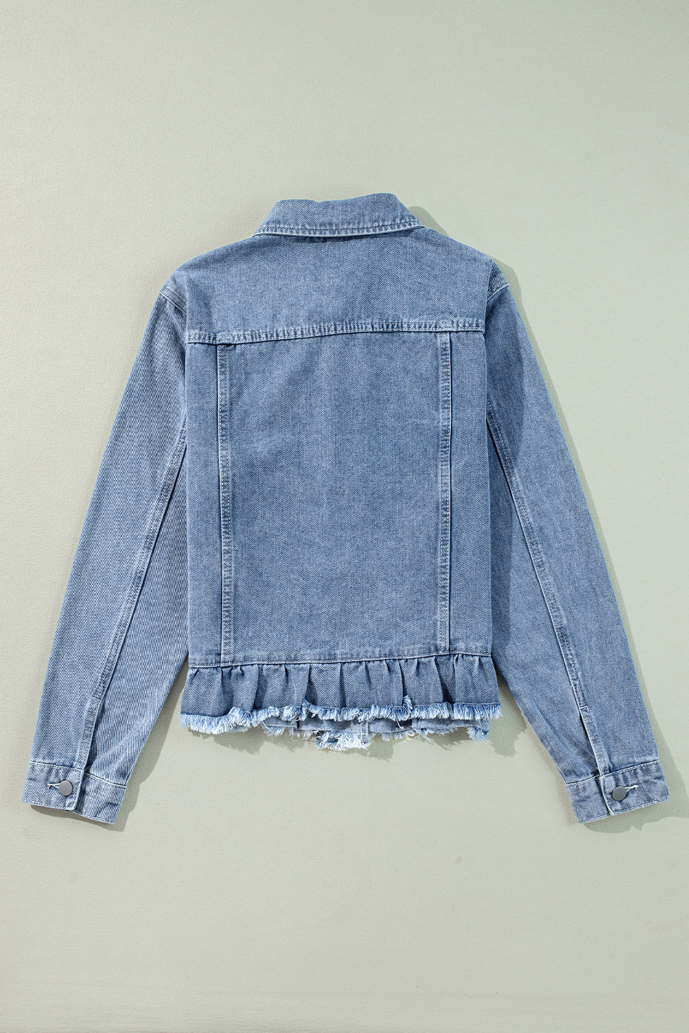 Beau Blue – Jeansjacke mit Rüschen und Klapptaschen