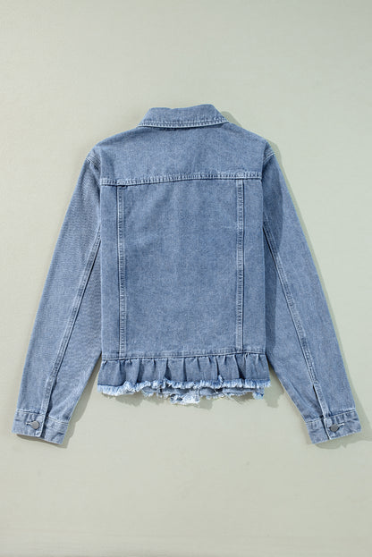Beau Blue – Jeansjacke mit Rüschen und Klapptaschen