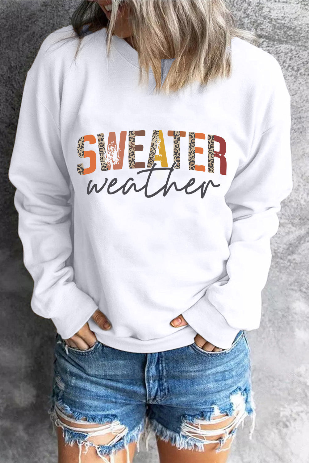 Weißes Sweatshirt mit Monogramm „Weather“