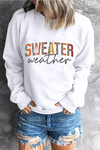 Weißes Sweatshirt mit Monogramm „Weather“