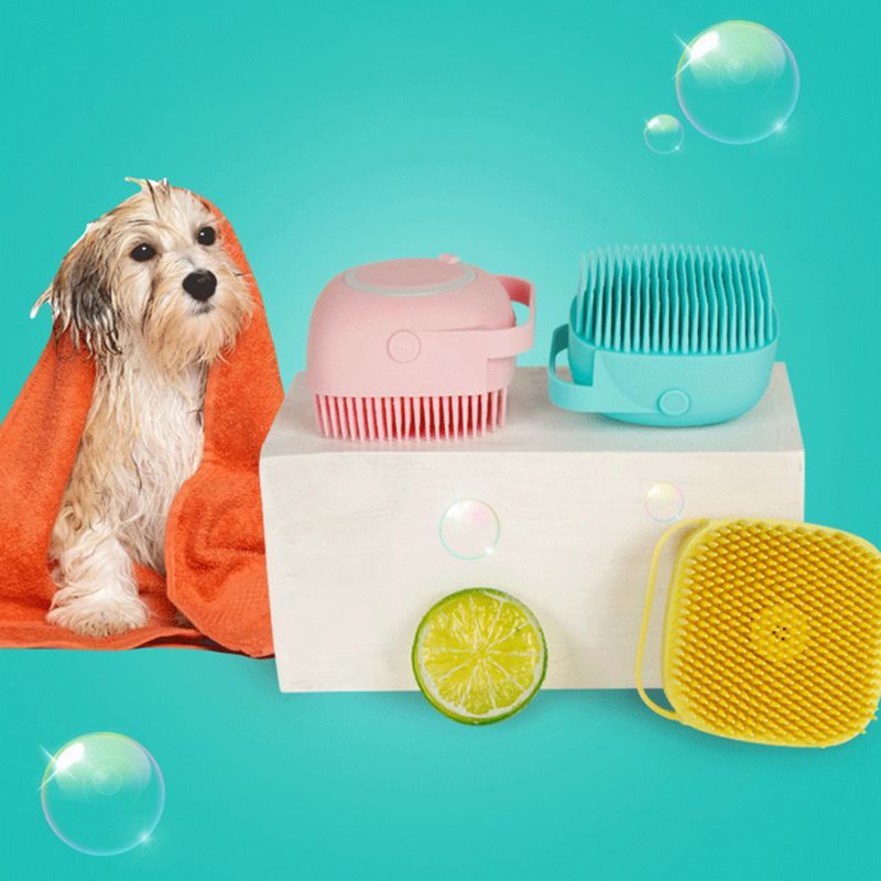 Pet Bath Brush with Shampoo Dispenser