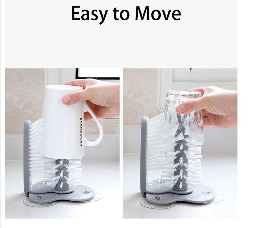 Kreative Saugwand-Tasse-Bürste, Glasreinigungsbürste, Küchen-Drehbecher, Teetassenbürste, Tassenbürste