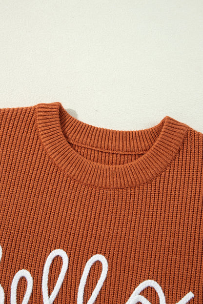 Pullover mit Flamingo- und Kürbis-Grafik