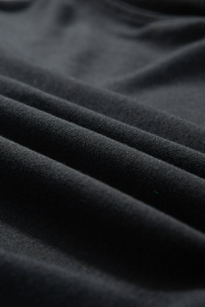 Black Solid Classic Crewneck Pullover Sweatshirt