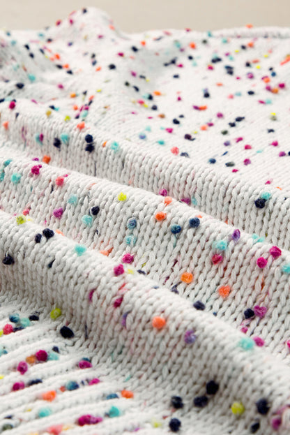 Weißer mehrfarbiger Konfetti-Pullover-Cardigan