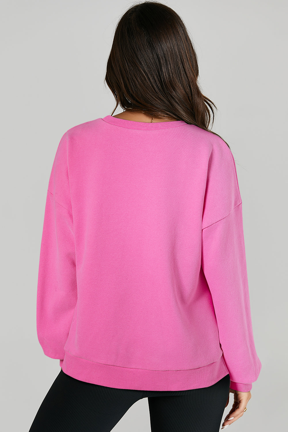 Bonbon – Einfarbiges Sweatshirt mit Fleecefutter und überschnittener Schulterpartie und hohem Bund