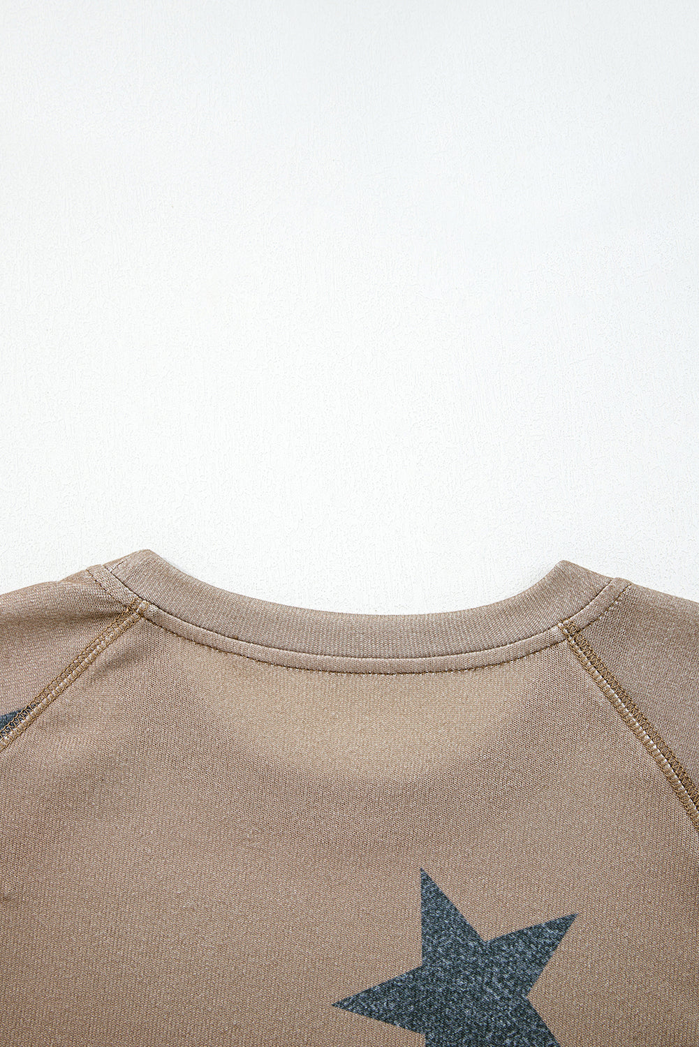 Khaki Retro Star Print Loose Long Sleeve Drawstring Wide Leg 2pcs Lounge Set