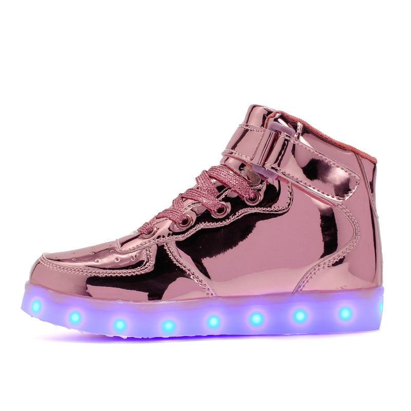 Children's Luminous Velcro Casual High-Top Charging Light Up Shoes